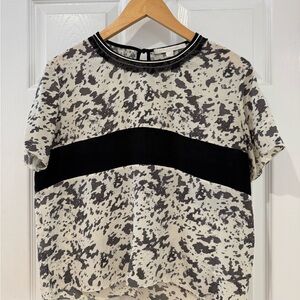 Jonathan Simkhai Black and White Splatter Silk Top